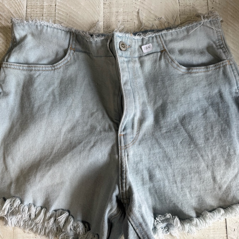Hollister Light Wash Frayed Jean Shorts